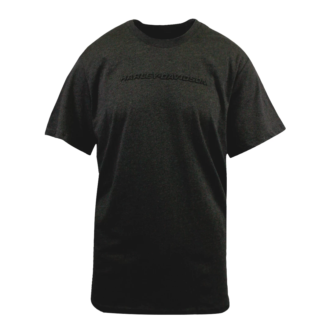 Harley-Davidson Men's Dark Heather Grey Embossed Text S/S T-Shirt 3 Harley-Davidson Men's Dark Heather Grey Embossed Text S/S T-Shirt