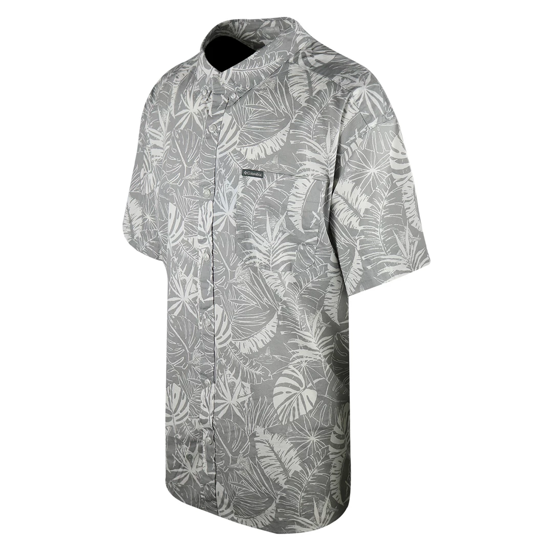 Columbia Men's Silver & White Palm Leaves Rapid Rivers S/S Woven Shirt (041) 4 Columbia Men's Silver & White Palm Leaves Rapid Rivers S/S Woven Shirt (041)