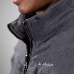 Mens Quechua Men's Black 3 In 1 Fleece Lined Canvas Full Zip Jacket (EU Size Small)