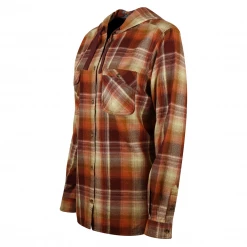 Flannels Carhartt Women's Barn Red Orange Beige Plaid Hooded L/S Woven Shirt