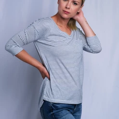 T-Shirts Roxy Women's Striped V-Neck L/S T-Shirt (S05)