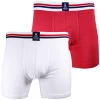 Psycho Bunny Men's 2 Pack White Band Red White Boxer Briefs (S07)