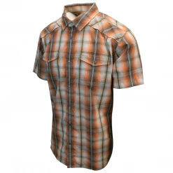 Spotted Clothing PrAna Men's Orange Brown Grey Plaid S/S Woven Shirt (S16)