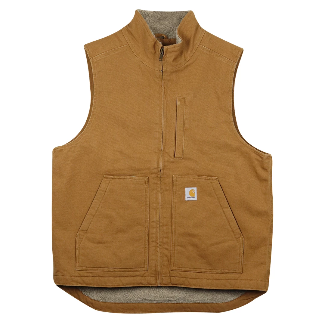 Carhartt Men's Golden Brown Loose Fit Duck Sherpa-Lined Mock-Neck Vest (S02A) 3 Carhartt Men's Golden Brown Loose Fit Duck Sherpa-Lined Mock-Neck Vest (S02A)