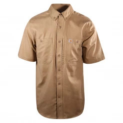 Carhartt Men's Khaki Rugged Professional Series Canvas S/S Woven Shirt (S03) New Arrivals