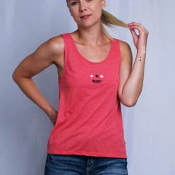 Roxy Women's Hot Pink Three Stars Sleeveless Tank Top (S06)