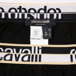 Roberto Cavalli Men's Single Pack Black Stretch Boxer Briefs Mens