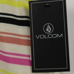 Volcom Girl's Yellow & Pink Multicolour Striped S/S T-Shirt (S01)