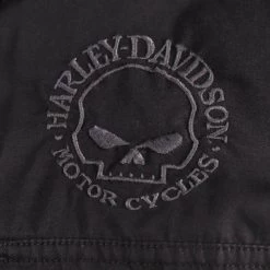 New Arrivals Harley-Davidson Men's Black Embroidered Skull L/S Woven Shirt (S21)