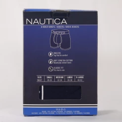 Nautica Men's 3 Pack Red, Blue Anchors, Navy Stretch Boxer Briefs (S02)