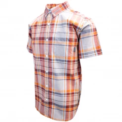 Spotted Clothing Columbia Men's Red Orange Grey Plaid Rapid Rivers II S/S Shirt
