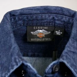 Harley-Davidson Women's Navy Blue Denim L/S Woven Shirt (S03) 16 Harley-Davidson Women's Navy Blue Denim L/S Woven Shirt (S03)