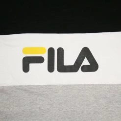 FILA Boy's Black White Grey Three-Tone Classic Logo S/S T-Shirt (S07)