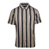 Quiksilver Men's Navy Yellow White Vertical Striped S/S Woven Shirt (S01)