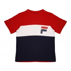 FILA Boy's Navy Red White Three-Tone Classic Logo S/S T-Shirt (S08) T-Shirts