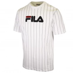 FILA Men's White & Navy Blue Striped Logo S/S T-Shirt (165)
