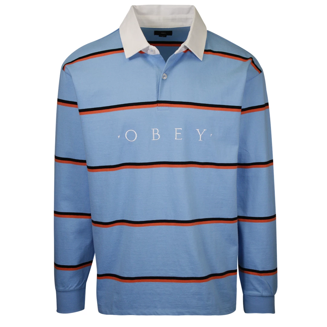 OBEY Men's Horizontal Stripe Button L/S Polo Shirt (S04) 8 OBEY Men's Horizontal Stripe Button L/S Polo Shirt (S04)