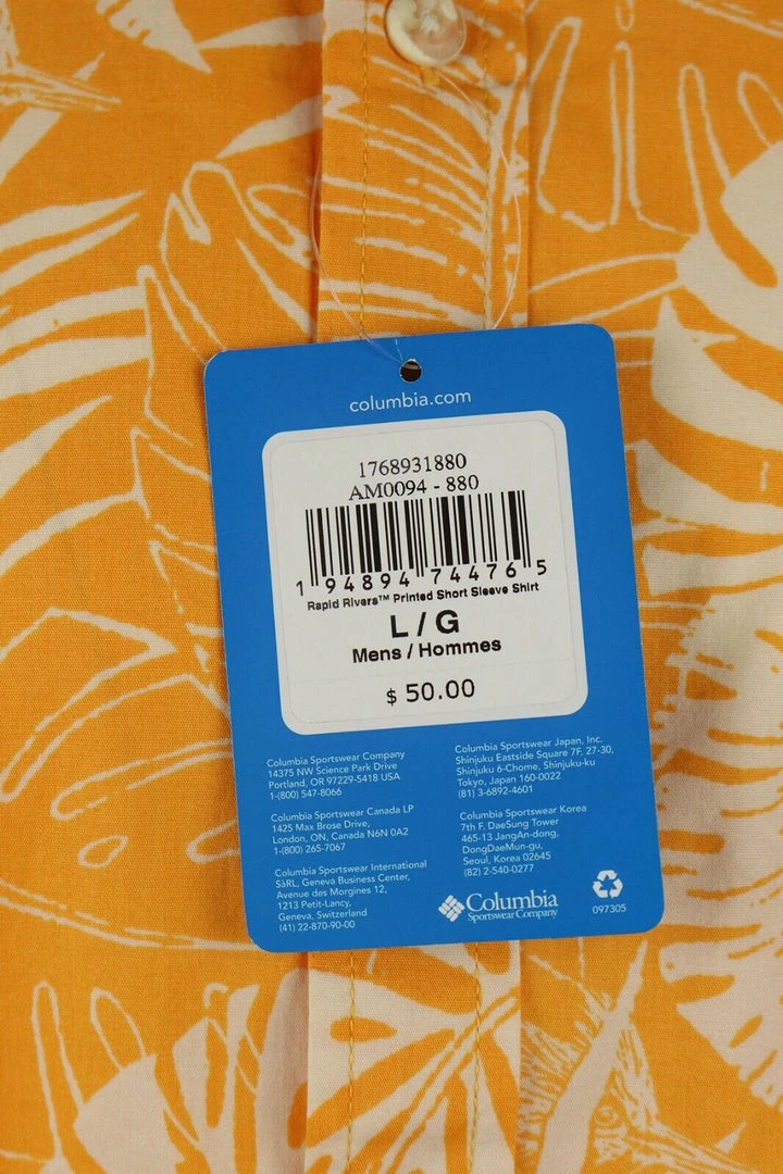 Columbia Men's Orange & White Palm Leaves Rapid Rivers S/S Woven Shirt (880) 7 Columbia Men's Orange & White Palm Leaves Rapid Rivers S/S Woven Shirt (880)