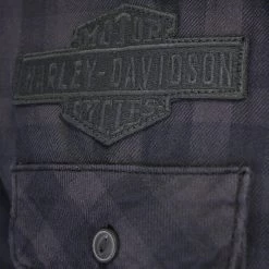 Harley-Davidson Women's Charcoal Black Applique Plaid L/S Woven Shirt (S12)