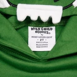 Wild Child Hoodies Kid's Green Gator Pull Over Hoodie (S04)