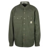 Carhartt Men's Olive Green Flannel Lined Snap On Button Collared L/S Jacket Mens