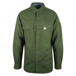 Carhartt Men's Olive Green Relaxed Fit L/S Flannel Shirt (S17) New Arrivals