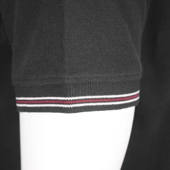 FILA Men's Black Ribbed Button F-Box S/S Polo T-Shirt (S34) (Size S)