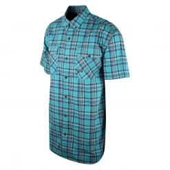 Ariat Men's Aqua Blue Plaid Ventek Rebar S/S Woven Shirt (242)