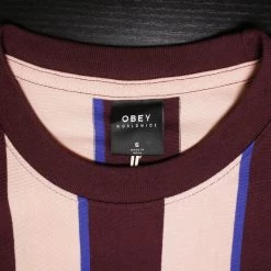 OBEY Women's Peach Multi Skeptic Striped S/S T-Shirt