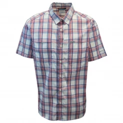 Columbia Men's Red Blue White Plaid Thirty Mile Ledge EXS S/S Woven Shirt (683)