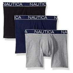 Nautica Men's 3 Pack Of Solid Colour Stretch Boxer Briefs (Retail $42) Mens