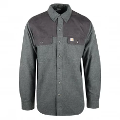 Carhartt Men's Dark HTH Grey Purple Two Tone Relaxed Fit L/S Flannel Shirt (S23) New Arrivals