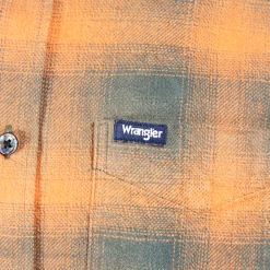 Wrangler Men's Apricot Orange Plaid L/S Woven Shirt (S01)