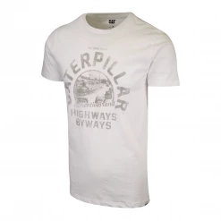 Caterpillar Men's White The Open Road Highways Byways Graphic S/S T-Shirt (S04)