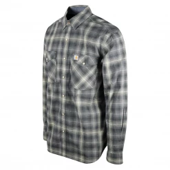 New Arrivals Carhartt Men's Dark Grey Ivory Plaid Snap Front L/S Woven Shirt (S13)