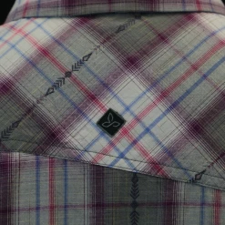 PrAna Men's Magenta Grey White Plaid S/S Woven Shirt (S23)