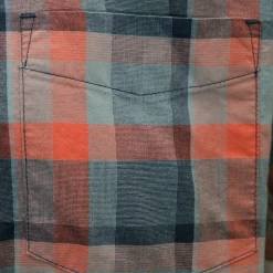 Spotted Clothing PrAna Men's Bright Coral Orange Grey Black Box Plaid Benton S/S Woven Shirt S08