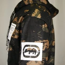 Mens Ecko Unltd. Men's Green Tan Snakes In The Grass Camo Pull Over Hoodie (S05) Size Medium