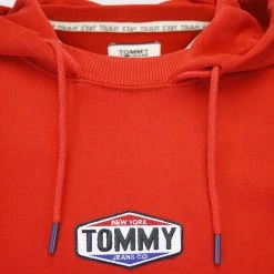 Tommy Hilfiger Men's Deep Crimson TJM Patch Logo L/S Pull Over Hoodie
