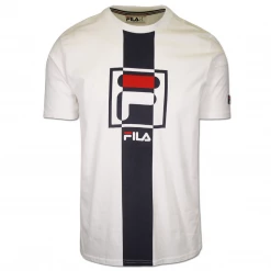 FILA Men's White F-Box Logo Abstract Design S/S T-Shirt (159) (Size S)