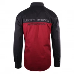 Harley-Davidson Men's Black Maroon Two Tone L/S Woven Shirt (S23)