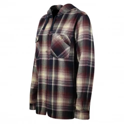 Carhartt Women's Maroon Purple Navy Cream Plaid Hooded L/S Woven Shirt Flannels