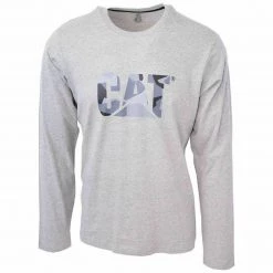 Caterpillar Men's Heather Grey Camo Classic TM L/S T-Shirt (122) Size Small