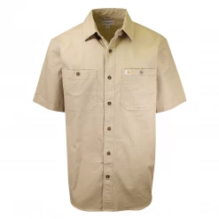 Carhartt Men's Solid Rugged Flex Rigby Relaxed Fit S/S Woven Shirt