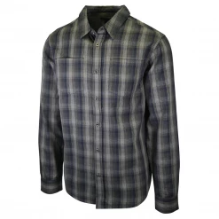 PrAna Men's Navy Green Plaid L/S Woven Shirt (S68)