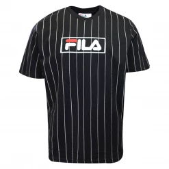 FILA Men's Black Beige Vertical Stripe Crew S/S T-Shirt (S05)