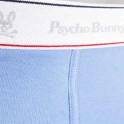 Psycho Bunny Men's 3 Pack White Band Light Blue Boxer Briefs (S05)
