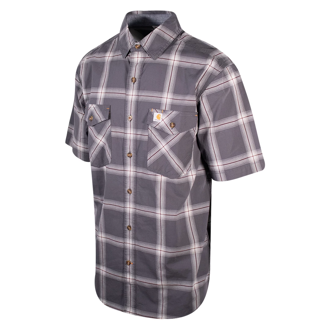 Carhartt Men's Grey Maroon White Lightweight Relaxed Fit S/S Woven Shirt (S12) New Arrivals 4 Carhartt Men's Grey Maroon White Lightweight Relaxed Fit S/S Woven Shirt (S12) New Arrivals