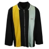 OBEY Men's Yellow Black Green Full Zip L/S Polo Shirt