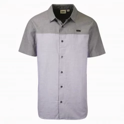 Vans Men's Grey Purple Two Tone Unity Blocked W Daybreak S/S Woven Shirt